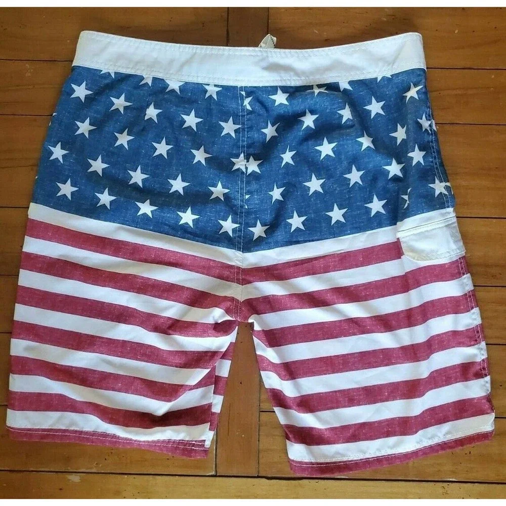 Carbon American Flag Board Shorts Sz 38